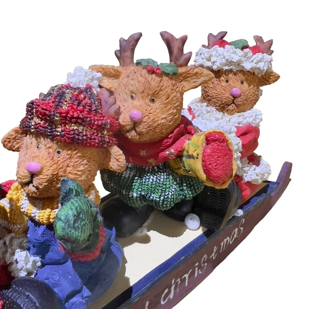 Merry Christmas Snow Sleigh 4‎ Reindeer Bears Decorative Funtime 11